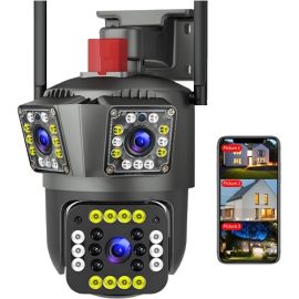 Speed-X (spz-803) 3 Camera Lens Wifi Outdoor 6mp Color Night Vision With V380 Pro App