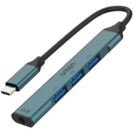 Onten 9706 USB C to 3.5mm Jack Adapter with USB 3 Port Hub